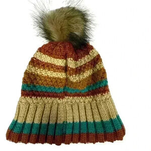 L.L.BREAN Women's Wicked Cozy Knit Pom Hat, Stripe NWOT OSFM